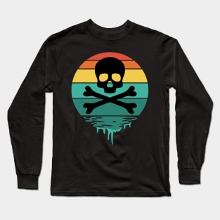 Vintage Sunset Skull and Cross Bones Long Sleeve T-Shirt